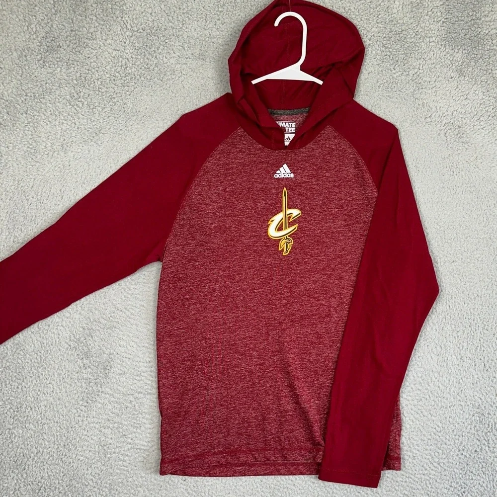 Cleveland Cavaliers Adidas Shirt Mens Medium Red Ultimate Tee Hoodie Lightweight
